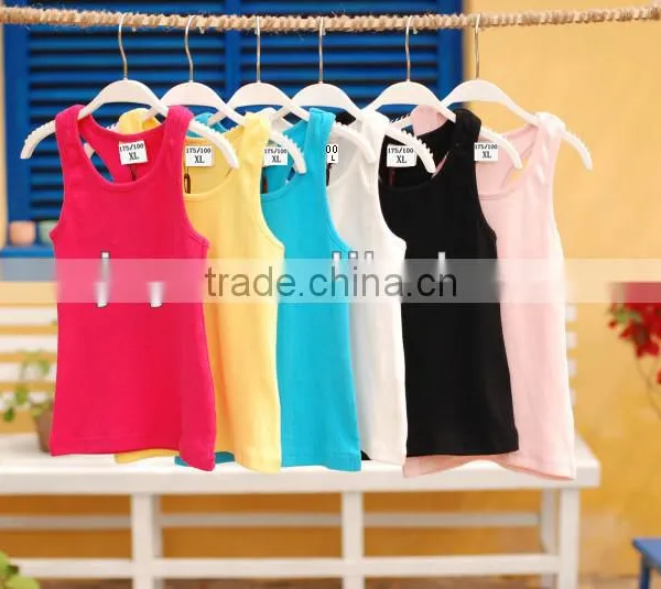 Multi Color Children's Singlet Rib Cotton Blank Vest Tank Tops photo-4