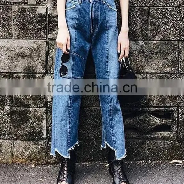 4831 Runwaylover Hot Sale Ladies Hipped Line Ripped Jeans photo-2