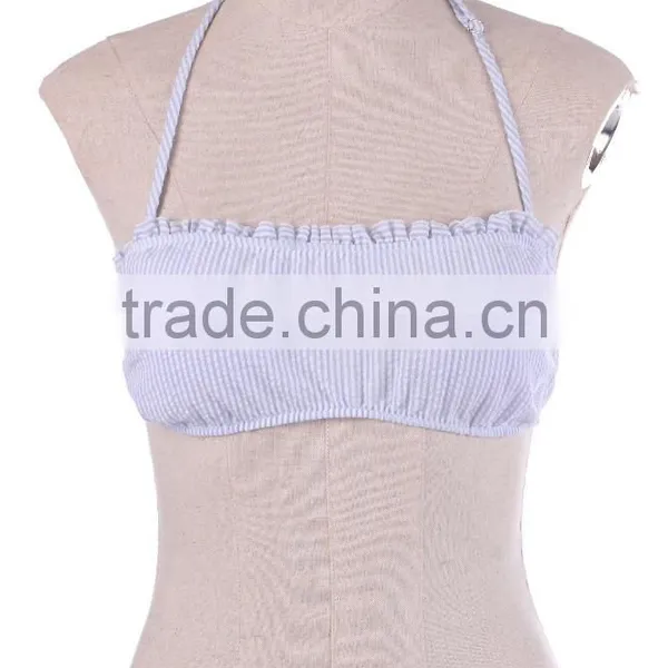 Monogrammed Seersucker Bandeau Swim Top photo-3