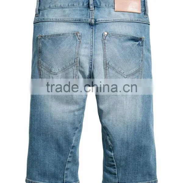 2017 New Summer Children Blue Washed Boys Tapered Knee-length Denim Cargo Shorts photo-3