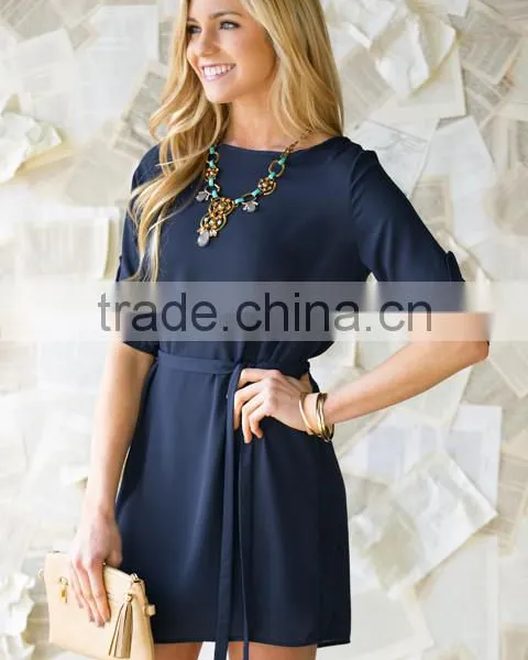 Women Clothes Fall Fashion 3/4 Sleeve Casual Party Clothes Slim Waist Ladies Dress For Wholesale 2017 photo-2
