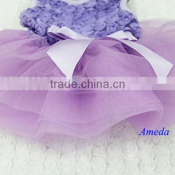Lavender Rosettes Elegant Rose Purple Tutu Small Dog Clothes Party Dress XS-L photo-2