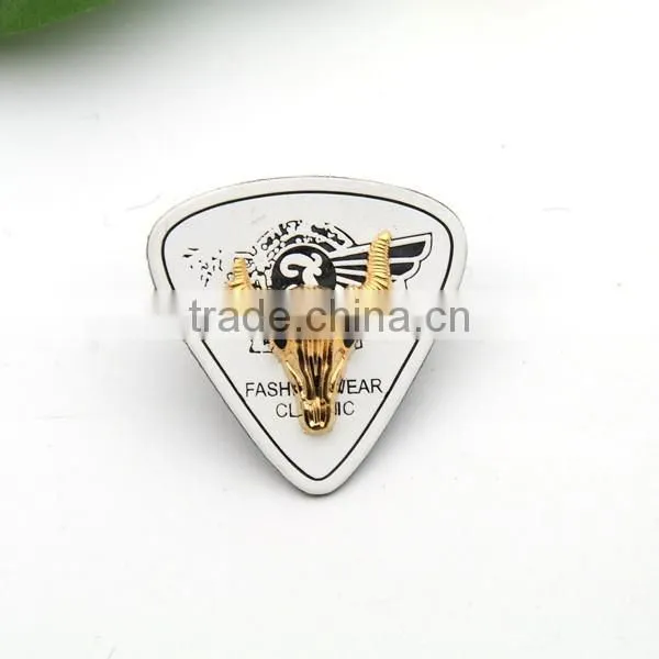 White PU Leather Sew on Patches With Gold Metal Plates Fashion Clothing Label for Jeans/jacket PLB-013 photo-2