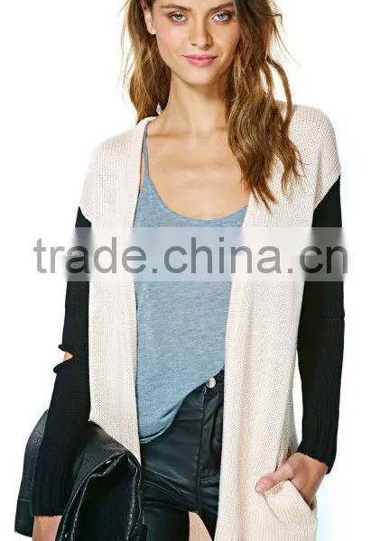 Womens Sweater Plain Knit Cardigan Without Buttons photo-3