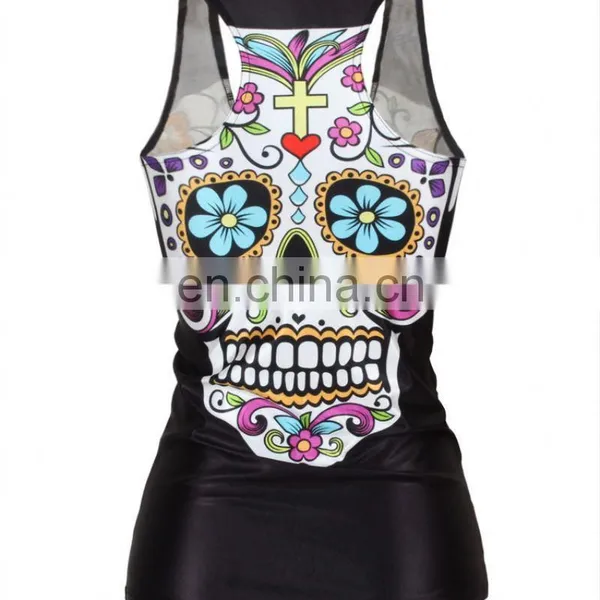 Top Fashion Simple Design Lady Horror Skull Rock T-shirt photo-3