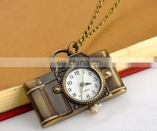 Pocket Watch Camera Pendant Necklace Quartz Antique Bronze Alloy Watch Long Chain Necklace Birthday Gift photo-5