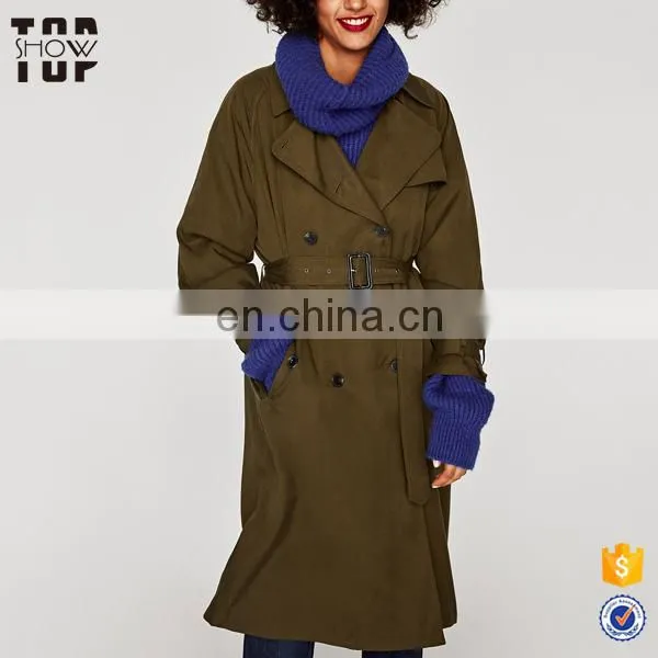 Oem Ladies Trench Coat With Lapel Collar Loose Fit Trench Coat for Women