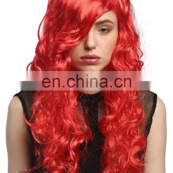 Party Wigs,red Long Wave Syntheic Wig for Carnival P-W187 photo-4