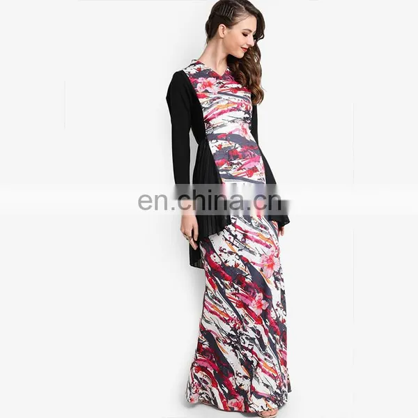 New Design Modern Pleats Print Islamic Dress Plus Size Women Baju Kurung photo-2