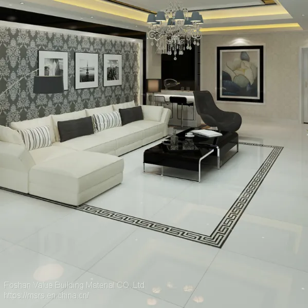 Super Black and Super White Glossy Finish Polished Porcelain Floor Tiles photo-3