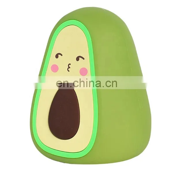 New Product 2021 Cute Avocado Night Lamp Silicone Nursery Baby Night Light for Teen Bedroom Decor photo-2