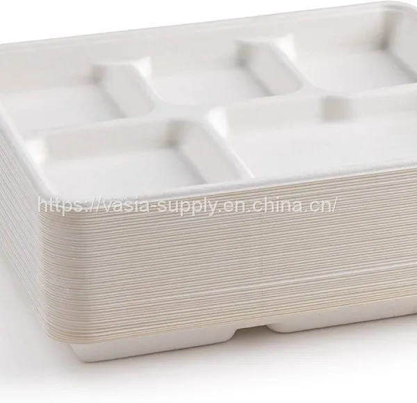 Wholesale Biodegradable Sugarcane Tableware Pile Food on 8“x10“ Bagasse Trays Does NOT Bend for Family Cookouts photo-4