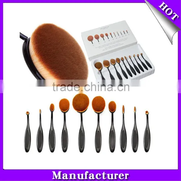 Tooth Shape Powder Foundation Brush/Oval Makeup Brushes With Rubber Handle/Metal Make up Brush photo-6