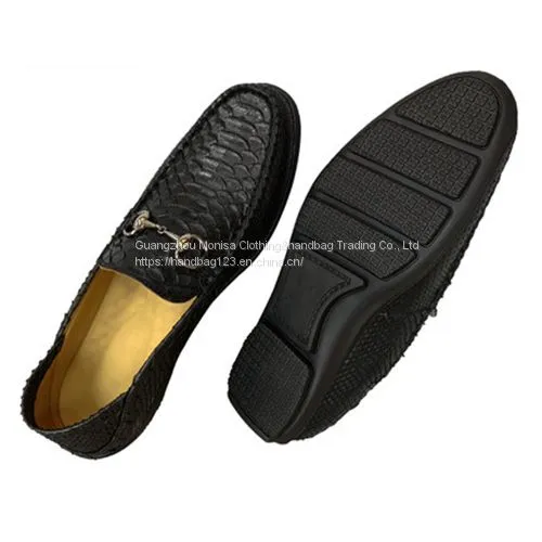 Imported Genuine Leather Python Leather Sleeve Toe Shoes Casual Slip-On Men's Breathable Shoes photo-4