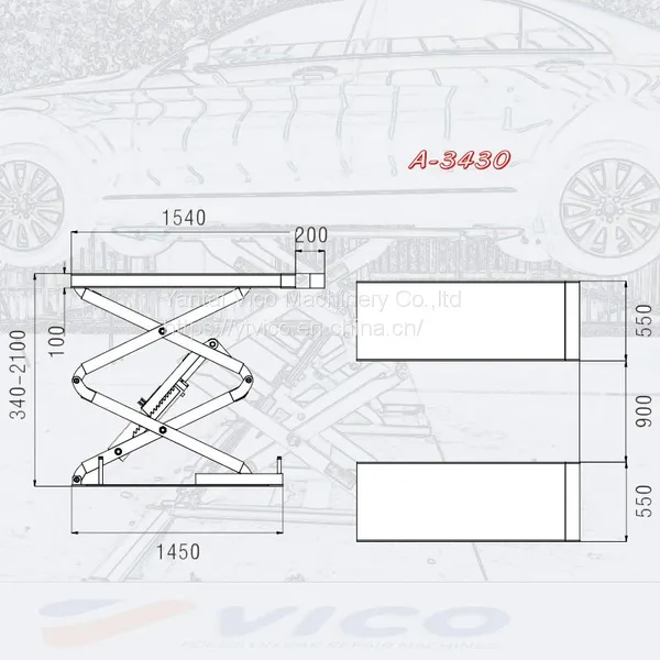 VICO Car Repair Equipment In-Ground Hydraulic Scissor Car Lift For Tire Maintenance V-JSX-A-3430 photo-2