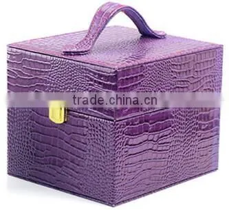 High Quality Purple Faux Leather Jewelry Display Case for Sale,purple Crocodile Leather Jewelry Box,make Jewelry Display Case photo-2