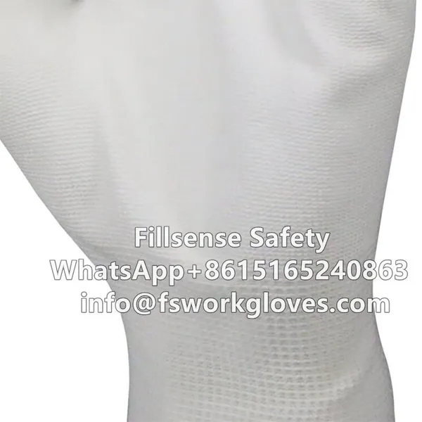 China Factory Wholesale 13G Nylon Liner White pu Coated Gloves photo-4