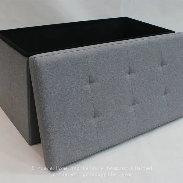 Foldable Storage Linen Ottoman-Grey photo-2