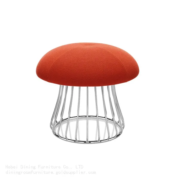 Hollow Iron Leg Velvet Footstool DF-07