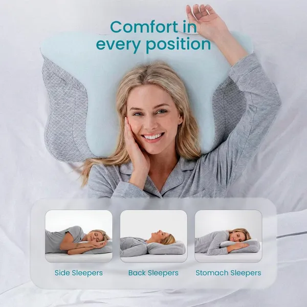 IWS I WANNA SLEEP Cervical Original Neck Plus Gel Premium Ergonomic Memory Foam Cooling Pillow for Neck Pain Relief photo-2