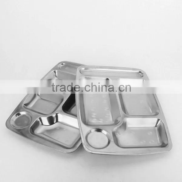 Chaozhou Factory 5 Grid Student School Lunch Tray,buffet Tray,stainless Steel Food Serving Tray photo-3