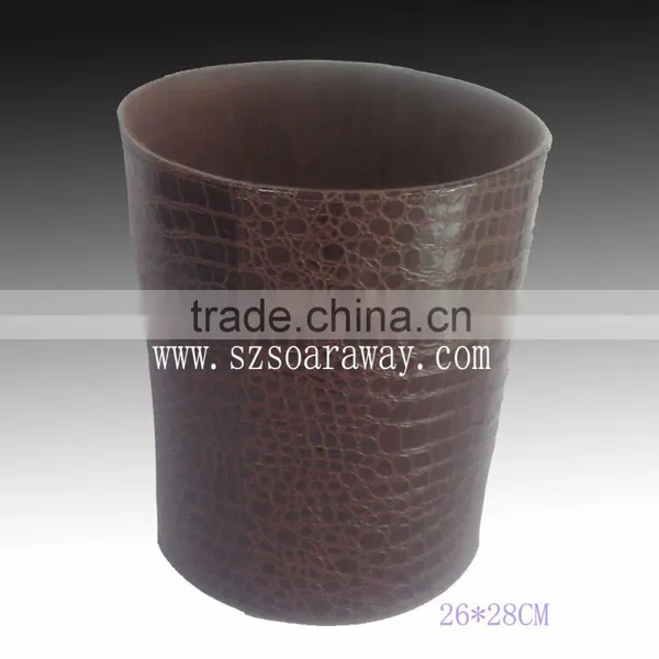 Home and Office Use Faux Leather pu Round Innovative Waste Bin Factory photo-3