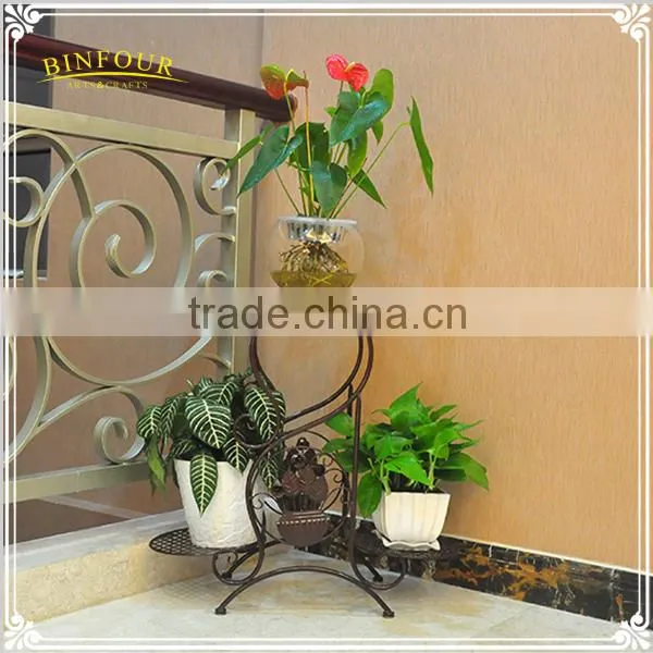 3 Layers Wrought Iron Planters Round Foldable Plant Stand photo-4