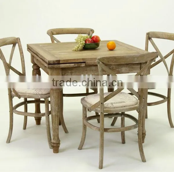 Antique Style Solid OAk Wooden Dining Table /Extensible Conference Table (DT-515F-OAK,90CM) photo-2