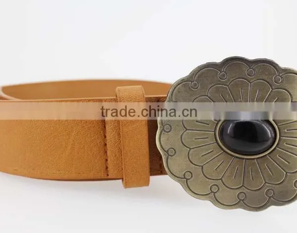 2015 Vintage Style Women's Fashion PU Brand Belt With Flower Shape Buckle photo-4