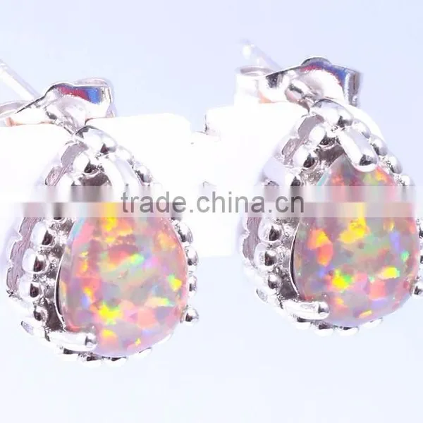 925 Sterling Silver Pear Shape Opal Fantasy Earring Wholesale photo-3