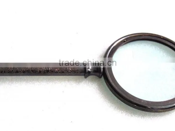 Antique Finish Old Brass Pocket Magnifying Glass Nautical Collectible With Case NMG004 photo-3