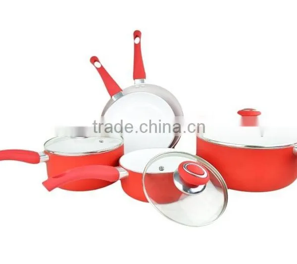 SGS LFGB FDA DGCCRF 8PCS CERAMIC COATING COOKWARE SET/INDUCTION COOKWARE SET