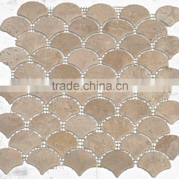 Herring-bone Travertine Mosaic