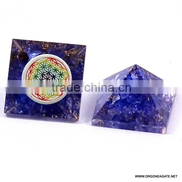 Indigo Onyx Baby Orgone Pyramid With Energy Flower Of Life | Orgonit Agate photo-2