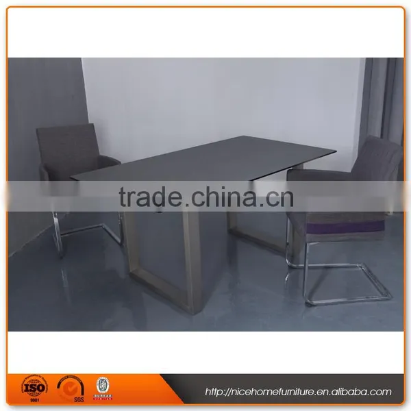 4 Seater Sandy Glass Table Metal Leg photo-2
