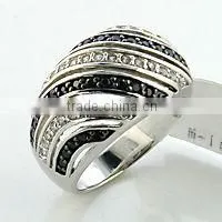 925 Silver Hot Selling Black White Zircon Ring Jewelry