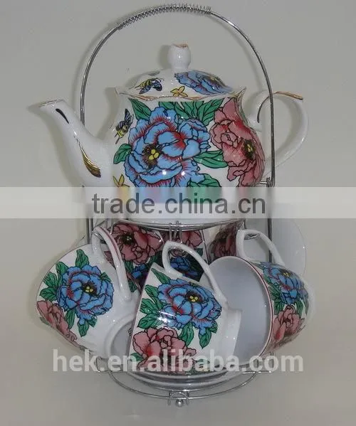 Ceramic Tea Set With Metal Rack , 13pcs Tea/cofee Set photo-4