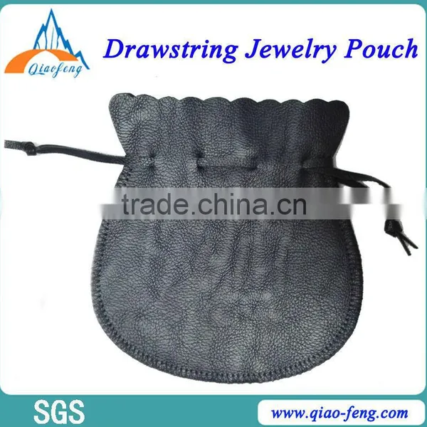 Drawstring Black Leather Hanging Jewelry Bag Transactions Quality Choice photo-3