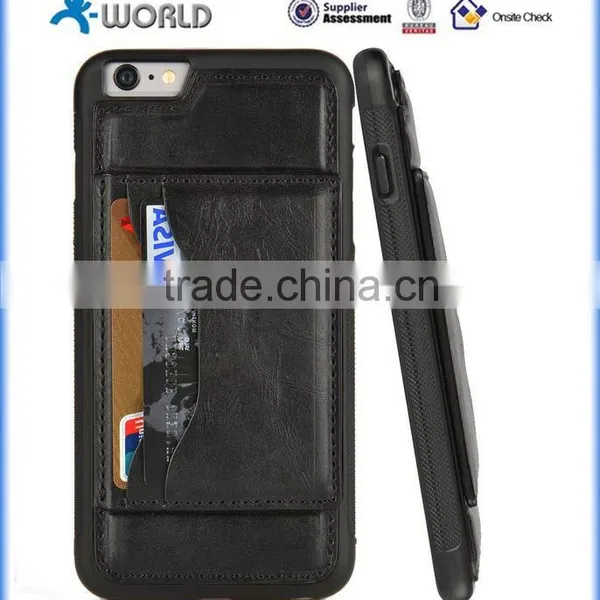PU Leather Skin TPU Case for IPhone 6S/6 Plus With Card Slot and Stand photo-3