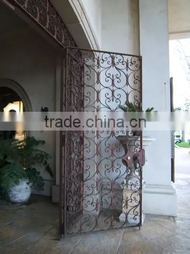 China Wholesale Wrought Iron Walk Gate, Forged Double Arched Iron Driveway Gate photo-2