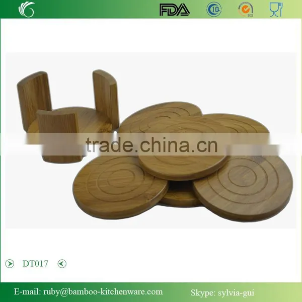 Sales Promotion Round Shape Bamboo Wooden MugTrivet Hot Pot Pan Insulation Mat Feature Gift photo-3