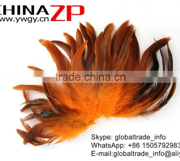 CHINAZP Wholesale Selected Prime Quality Cheap Dyed Orange Chicken Half Bronze Rooster Schlappen Feathers photo-2