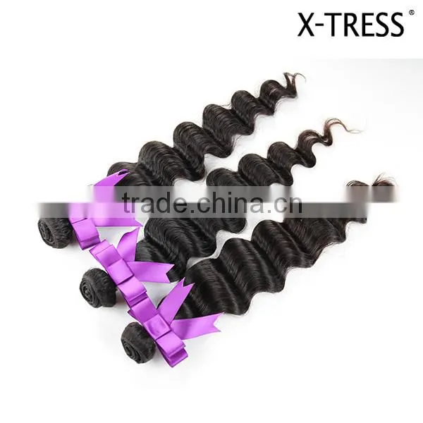 Raw Dyeable Great Length Deep Loose Wave Human Virgin Brazilian Hair Extension Weft