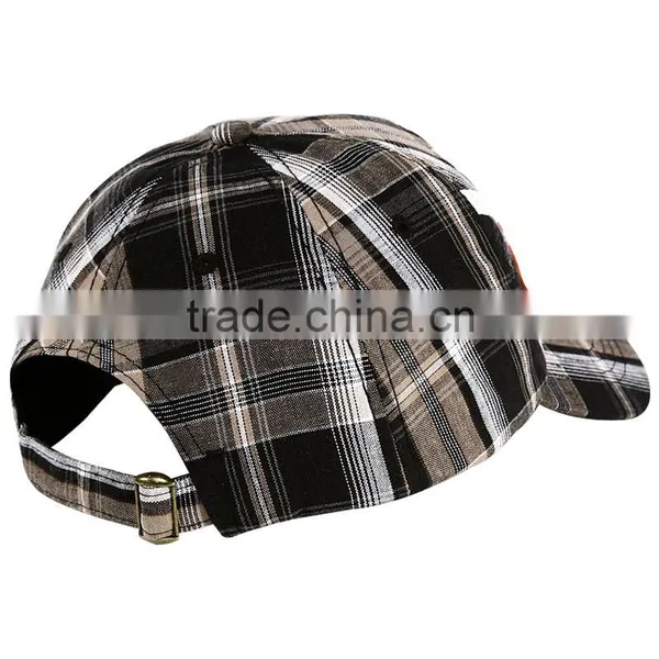 Striped Style and 100% Cotton Fabric Plain Distressed Baseball Cap photo-3