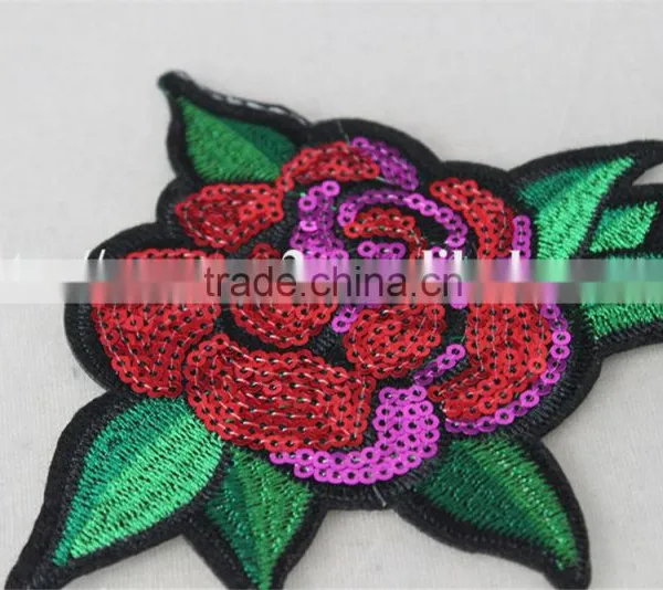 Good Looking 12*13cm Sexy Red Flower Pattern Diamond Patch Sequin Embroidery Applique for Dancer photo-3