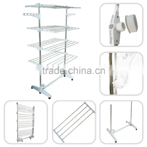 Clothes Airer - 4 Tier Foldable Laundry Drying Clothes Rack Stainless Steel photo-4