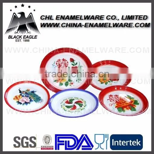 Colorful Enamel Tea Tray With Two Ears photo-3
