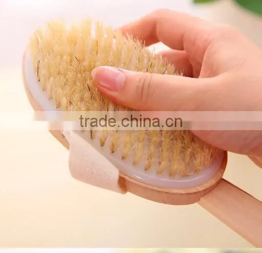 Cy298 Removable Body Brush Natural Boar Bristles Long BeechwoodHandle Bath Shower Brushes Great Back Scrubber Dry Skin Brush photo-6