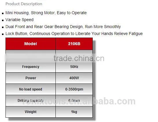 RONIX HIGH QUALITY ELECTRIC DRILL 6.5MM KEY CHUCK MODEL 2106B photo-2