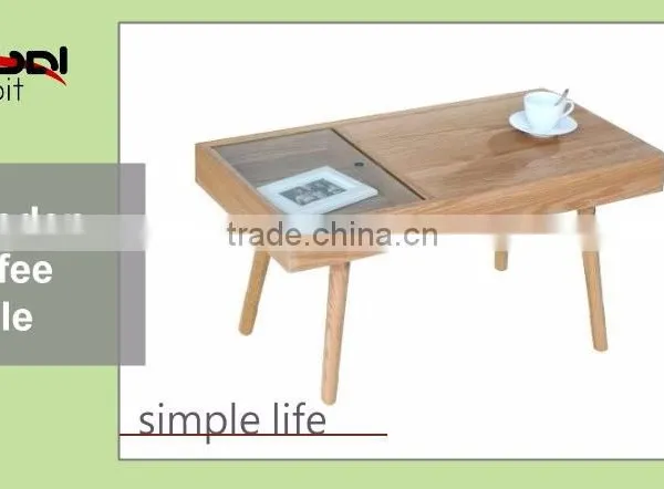 High Quality Living Room Furniture Side Modern Wooden Glass Coffee Table photo-4